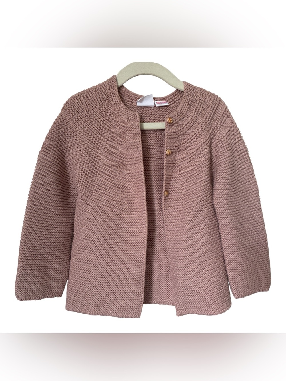 Zara Blush Pink Crochet Knit Girls Cardigan Jumper Sweater Size 2-3 Years